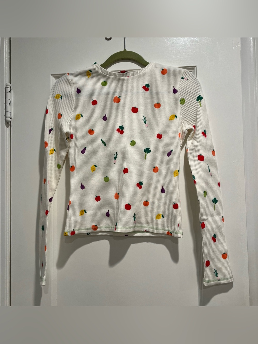 Staud Thermal Blouse Top with Vegetable Prints Long Sleeve Size S